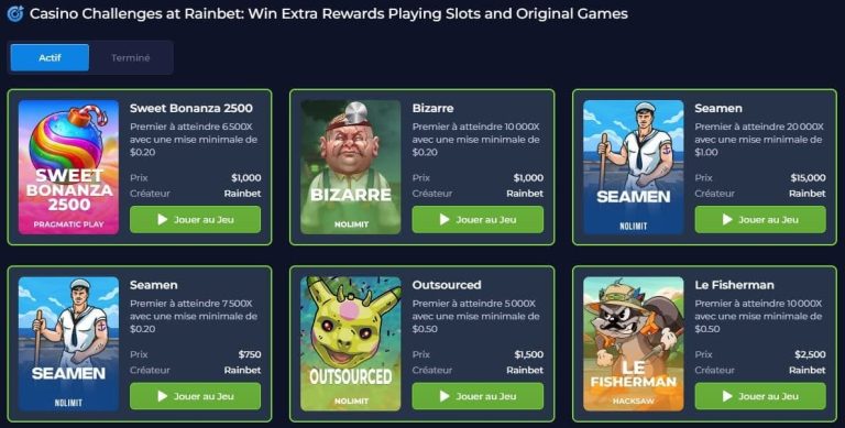 Rainbet Casino défis