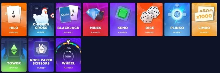 Rainbet Casino jeux