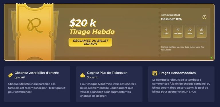 Rainbet Casino Tombola hebdomadaire